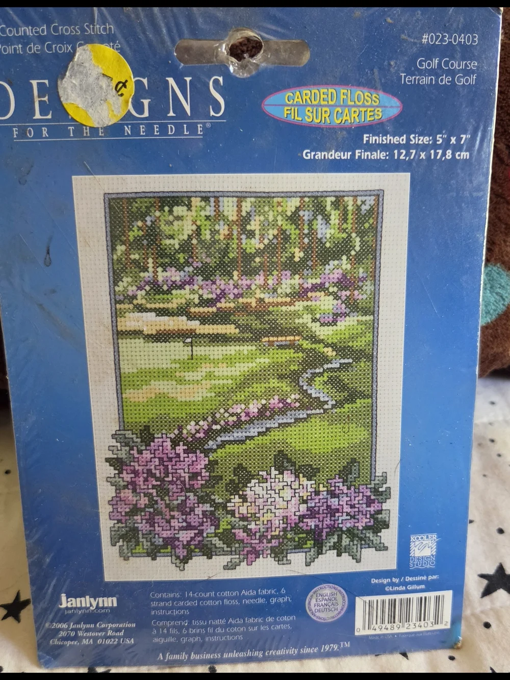 Janlynn Floral Garden Cross Stitch Kit- Green & Purple